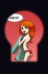  covering covering_breasts disney keyhole kim_possible kimberly_ann_possible locker_room nipples panties topless voyeurism weapon-a weapon-a_(artist) 