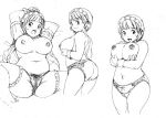  areolae ass bbw breasts cameltoe censored character_request chubby cuffs female handcuffs large_breasts lingerie maid monochrome nipples oto_(pixiv252396) panties plump pubic_hair underwear 