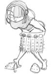 astrid_hofferson blush hair_over_one_eye how_to_train_your_dragon leaning_forward miniskirt monochrome shoulder_pads sketch skull spikes toes travis_green undressing