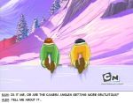  alex_(totally_spies) all_fours black_hair bodysuit boots crawling ice mountain red_hair sam_(totally_spies) screenshot snow text totally_spies view_from_behind 