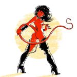  demon female piercing red_skin solo tail thigh_high_boots 