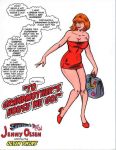 big_breasts cleavage comic dc genderswap heels jimmy_olsen red_dress red_hair superman superman_(series) tebra