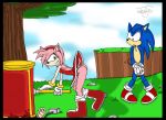  1_female 1_male 2_anthros amy_rose anthro anthro_hedgehog anthro_only avengers bend_over blood blue_fur boots cover_up crossover drool female female_anthro furry gloves grass hammer hedgehog male male_anthro male_anthro_hedgehog marsj marvel outdoor outdoors pink_fur saliva smile sonic sonic_team sonic_the_hedgehog spit staring staring_at_ass tail tail_wag thor topless tree 