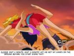  blonde_hair bodysuit clover_(totally_spies) dust mandy_(totally_spies) mandy_luxe screenshot torn_clothes totally_spies 