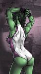  ass fingerless_gloves gloves green_hair green_skin jennifer_walters marvel marvel_comics she-hulk superheroine swimsuit wedgie 