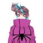 1girl emikukis fanart female_only owozu simple_background spider_girl sweater turtleneck turtleneck_sweater vtuber white_background