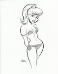  archie_comics betty_cooper bikini bruce_timm bruce_timm_(artist) eyebrows hands_behind_back ponytail smile solo strap_slip 