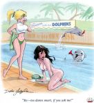ass bikini breasts crop_top dean_yeagle dolphin erect_nipples huge_breasts mandy_(dean_yeagle) nipples nude pool tan_line