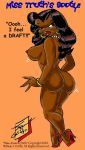    ass black_hair bracelet breasts dark_skin erect_nipples high_heels huge_breasts jessica_truth looking_back nude necklace nipples view_from_behind william_j._griffin_(artist)   
