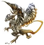   chrome dragon feral furry high_res mariecannabis mariecannabis_(artist) metal platinum scalie shiny solo wings  