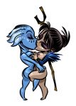 2_girls asari crossover dahr dragon_age dragon_age_origins female_only kissing liara_t&#039;soni mass_effect morrigan morrigan_(dragon_age) yuri