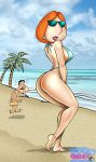 ass beach bikini erect_nipple erection family_guy glenn_quagmire lipstick lois_griffin red_lipstick side_view sideboob sunglasses tongue tongue_out toon-party water