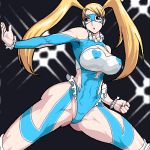  1girl abs arena bad_id bare_shoulders blonde_hair blue_eyes breasts capcom cleavage cleavage_cutout fjt_(fjym2) fjym2 heart large_breasts legs leotard lowres muscle oekaki rainbow_mika solo street_fighter street_fighter_zero street_fighter_zero_3 thighs twintails 