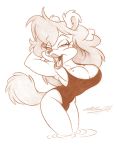  antti_remes bear big_breasts breasts female furry julie_bruin monochrome solo swimsuit tiny_toon_adventures 