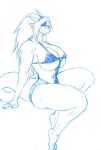 1girl anthro anthro_only biceps big_breasts bikini blue_scales breasts breasts_bigger_than_head clothed clothing dragon female female_only monochrome muscle muscles muscular muscular_female non-mammal_breasts original scalie skimpy small_head solo solo_anthro solo_female swimwear tail thick_thighs tight_clothing unknown_artist