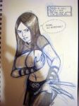  arm_over_breasts breasts claws hair lipstick marvel monochrome nipples no_bra sketch x-23 x-men 