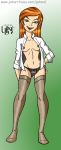 1girl ben_10 ben_10:_alien_force breasts erect_nipples female_only green_eyes gwen_tennyson nipples poland_(artist) red_hair small_breasts solo_female stockings ubnt