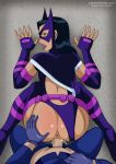 anus ass cum cum_in_pussy cum_inside dc_comics doggy_position erection from_behind helena_bertinelli huntress justicehentai.com leotard_aside looking_back penis pov pov_ass uncensored vaginal