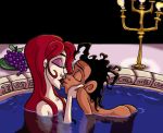 cassandra_(hercules) closed_eyes dark-skinned_male disney esenkas hercules icarus_(hercules) kissing nude_female nude_male red_hair