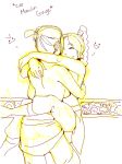  2_girls 2girls avatar:_the_last_airbender azula braid female_only hugging monochrome multiple_girls smile ty_lee yuri 