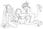 2009 ass_up breasts canine closed_eyes dragon fellatio female from_behind furry hetero horns kcravenyote knowntobite male nude on_front oral oral_sex original original_character penetration penis raised_tail razr_(character) scalie sex sideboob sketch tail threesome vaginal vaginal_penetration white_background wings wolf ynkardis
