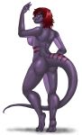  furry lizard nipple red_hair sideboob smile tail 