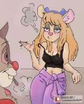  breasts chip_&#039;n_dale_rescue_rangers chipmunk dale_(disney) disney furry gadget_hackwrench interspecies marijuana mouse sentimentalbambam stoned 