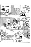  anteater anthony_(ant-eater_char) anthony_(ant-eater_comic) breasts comic furry monochrome tennis_court tennis_racket 