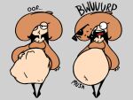  1girl ambiguous_prey baughbee burp burping burping_up_items burping_up_object digested digested_prey digestion female_pred mushroom mushroom_girl mushroom_toppin pineapple_toppin pizza_tower sunglasses tagme toppin_gals vore vore_belly 
