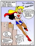  1998 1girl blonde_hair city dc dc_comics dcau embarrassing female female_only funny gloves hairband linda_danvers lipstick long_hair looking_down no_panties public red_lipstick solo supergirl superheroine superman:_the_animated_series superman_(series) 