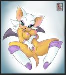  1_female 1_girl animal_ears anthro bat big_breasts blush boots breasts erect_nipples female_anthro furry gloves green_eyes hair large_breasts looking_at_viewer mostly_nude nipples nude pussy rouge_the_bat sega smile solo sonic sonic_the_hedgehog tail white_hair wings 