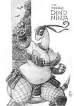  armor bbw belly chubby dinosaur female fishnet furry ninja scalie wide_hips 