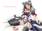  akimoto_dai animal_ears cat_ears cat_tail catgirl condom condom_in_mouth dress dress_lift fate/stay_night fate_(series) glasses hentai highres maid mouth_hold nekomimi panties tail tohsaka_rin underwear 