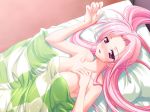 1girl bare_shoulders bed blush breasts bukatsu_kikaku game_cg kakedori_tsubasa large_breasts lying misakura_nankotsu pink_hair solo