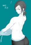  1girl looking_back nintendo sideboob topless undressing wii wii_fit wii_fit_trainer 