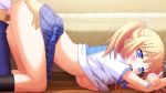  1boy 1girl bed blonde_hair blue_eyes blush breasts censored clear_blue_communications doggy_position doggystyle game_cg leapfrog_position nase_azumi nipples on_floor penis primary_step purple_software school_uniform sex shibayuki shirt_lift skirt skirt_lift socks source_request top-down_bottom-up twin_tails twintails vaginal 