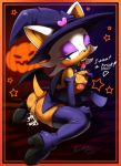  ass bat breasts butt caption cum erect_nipples furry hairless_pussy halloween nancher nipple pumpkin pussy rouge_the_bat sega sonic sonic_team text tongue wide_hips witch witch_hat 