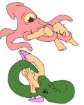   chibi hairless_pussy insertion kalahee_(artist) nude pussy snake squid uncensored vore  