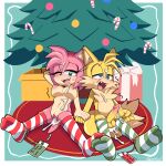  amy_rose anthro anthro_only blush breasts christmas cum cum_in_pussy cum_inside cum_on_body cum_on_face fox furry furry_only miles_&quot;tails&quot;_prower penis sega senshion text 