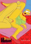 blue_hair cosmic cosmic_(artist) drawn-hentai leg_hold marge_simpson pearls spoon_position the_simpsons yellow_skin