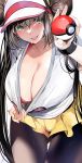  1_girl 1girl blush breasts clothed female female_human huge_breasts human mei_(pokemon) poke_ball pokeball pokemon pokemon_bw2 rosa rosa_(pokemon) shirt smile solo thick_thighs thighs tongue_out 
