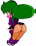 anus ass bigbootyinc blush bottomless ganbare_goemon green_eyes green_hair hairless_pussy looking_back pussy uncensored yae