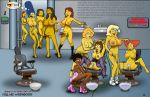  1girl aged_up american_dad clothing crossover edit family_guy goof_troop high_heels huge_breasts human marge_simpson monocone peg_pete ruth_powers shaved_pussy stockings the_simpsons 