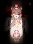  animatronic anthro bear big_penis bow_tie bowtie closet five_nights_at_freddy&#039;s five_nights_at_freddy&#039;s:_pizzeria_simulator fluffy freddy_(fnaf) furry grin hornybunnyxxxx humanoid_penis lefty_(fnaf) looking_at_viewer male male_only multicolored_body precum precum_drip red_bowtie simple_background solo thick_penis thick_thighs top_hat veiny_penis yaoi yellow_eyes 