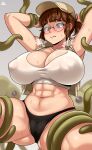  1girl 1girl big_breasts breasts brown_hair female_focus female_only fio_germi glasses hat high_res hourglass_figure long_hair mature mature_female metal_slug nipples patreon patreon_paid patreon_reward ponytail solo_female solo_focus tagme video_game_character video_game_franchise 