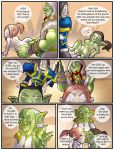  ass ass_grab bent_over blue_eyes breasts brown_hair comic cum_inside embarrassing erection gnome goblin green_skin hairless_pussy kissing nude orc penis ponytail pussy red_hair shia_(artist) speech_bubble text thrall varian_wrynn world_of_warcraft 