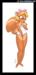  anthro blonde_hair blush bow breasts clubstripes covering embarrassing furry miu_(artist) nipple rodent solo squirrel tail towel wardrobe_malfunction 