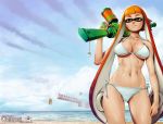  1girl beach bikini inkling splatoon 