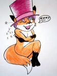 1girl anthro female_only fox furry hat nude oc open_mouth rdk reddragonkan winking_at_viewer