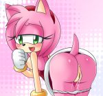  amy_rose ass bent_over blush bracelet breasts bubble_butt favorites furry gloves green_eyes hairband mikuhoshi nipple panties_down pink_hair pussy shiny sonic_team sonic_the_hedgehog topless wet 